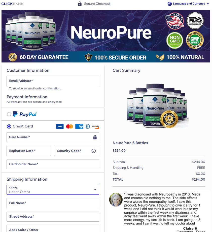 NeuroPure order_page